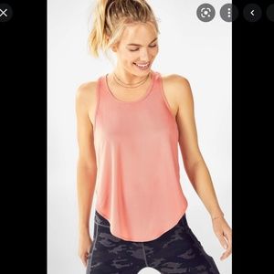 Fabletics Cashel Mesh Logo Racerback Tank in Rosette Pink